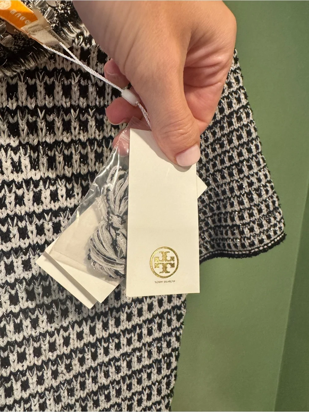 NWT Tory Burch Black and White Embellished Tweed Dress